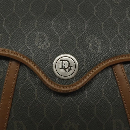 Christian Dior Vintage Honeycomb Flap Coated Canvas, Green, Canvas, Shoulder Bag
