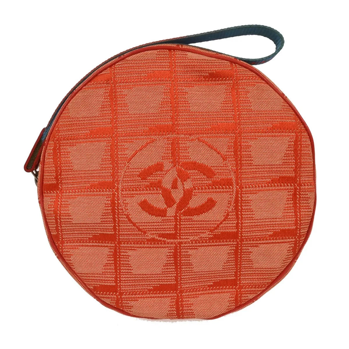 Chanel Travel Line Round Wristlet Nylon, Orange, Nylon, Clutch