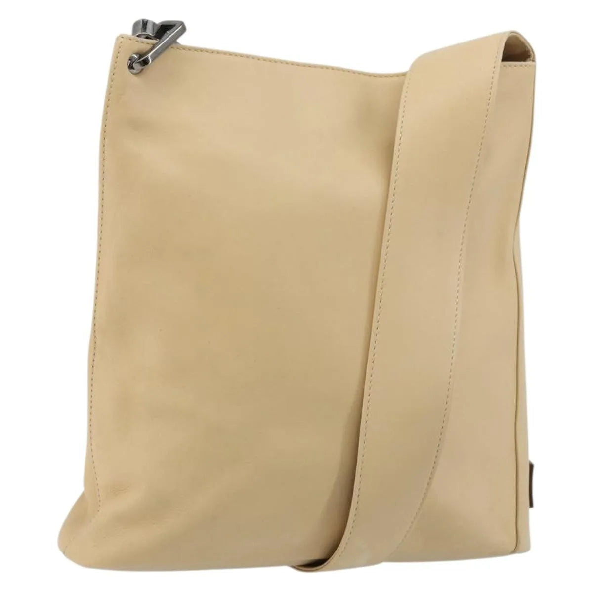 Gucci Vintage Flat Messenger Leather, Beige, Leather, Shoulder Bag