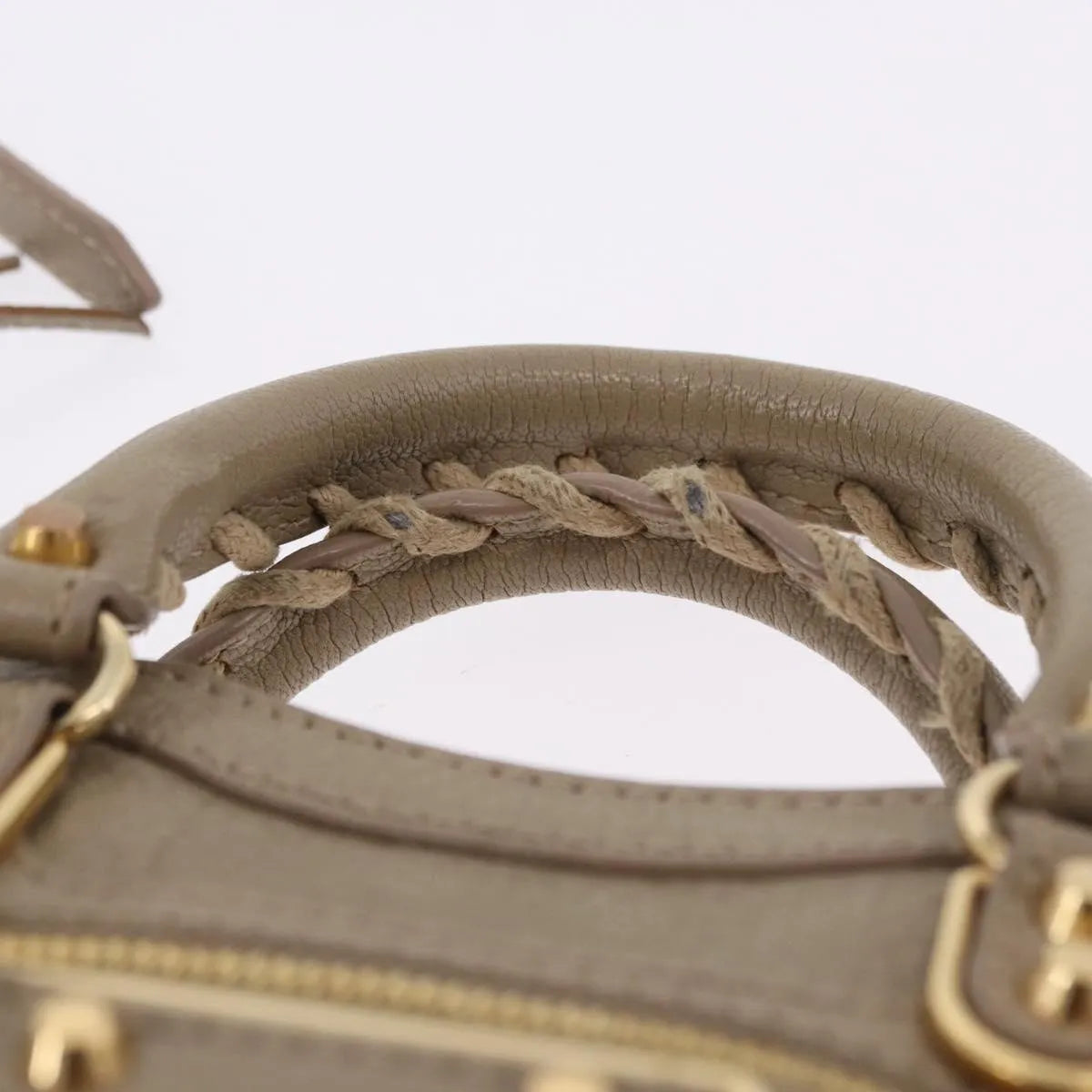 Balenciaga City Classic Studs Leather, Beige, Leather, Handbag