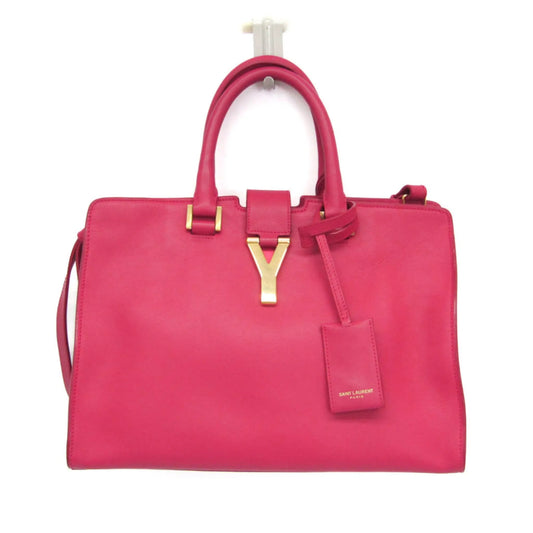 Saint Laurent Classic Y Cabas Leather, Pink, Leather, Handbag