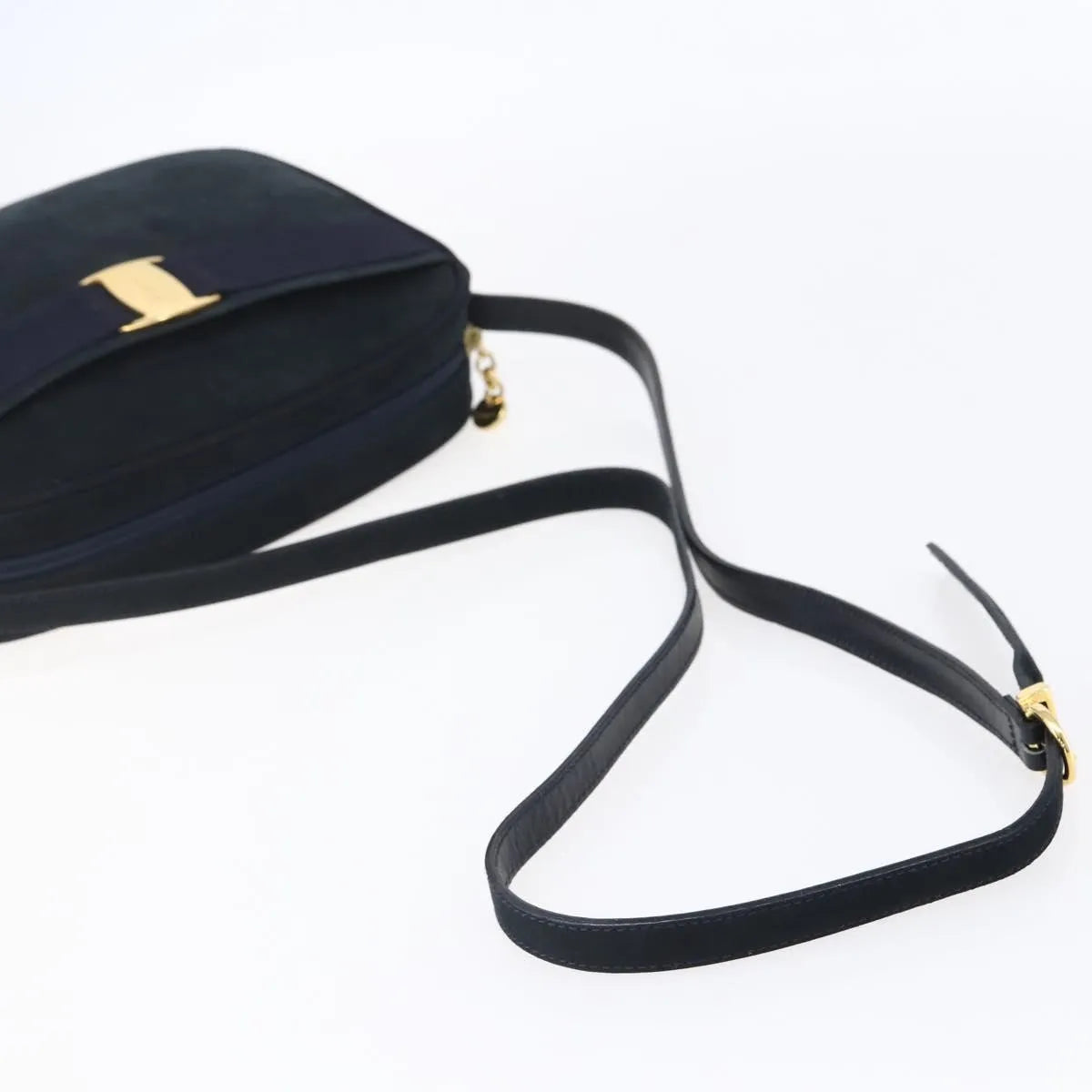 Salvatore Ferragamo Vala Leather, Navy, Leather, Shoulder Bag