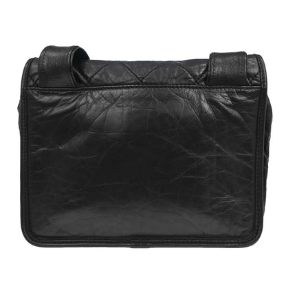 Chanel Vintage Logo Messenger Quilted Aged Calfskin, Black, Leather, Shoulder Bag