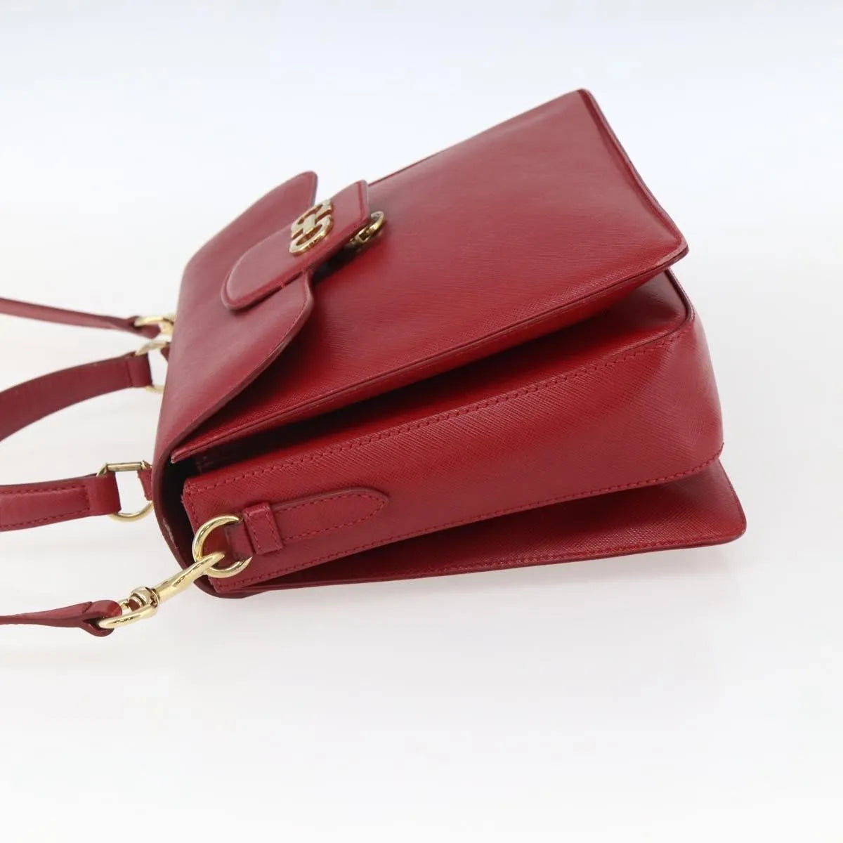 Salvatore Ferragamo Gancini Leather, Red, Leather, Handbag
