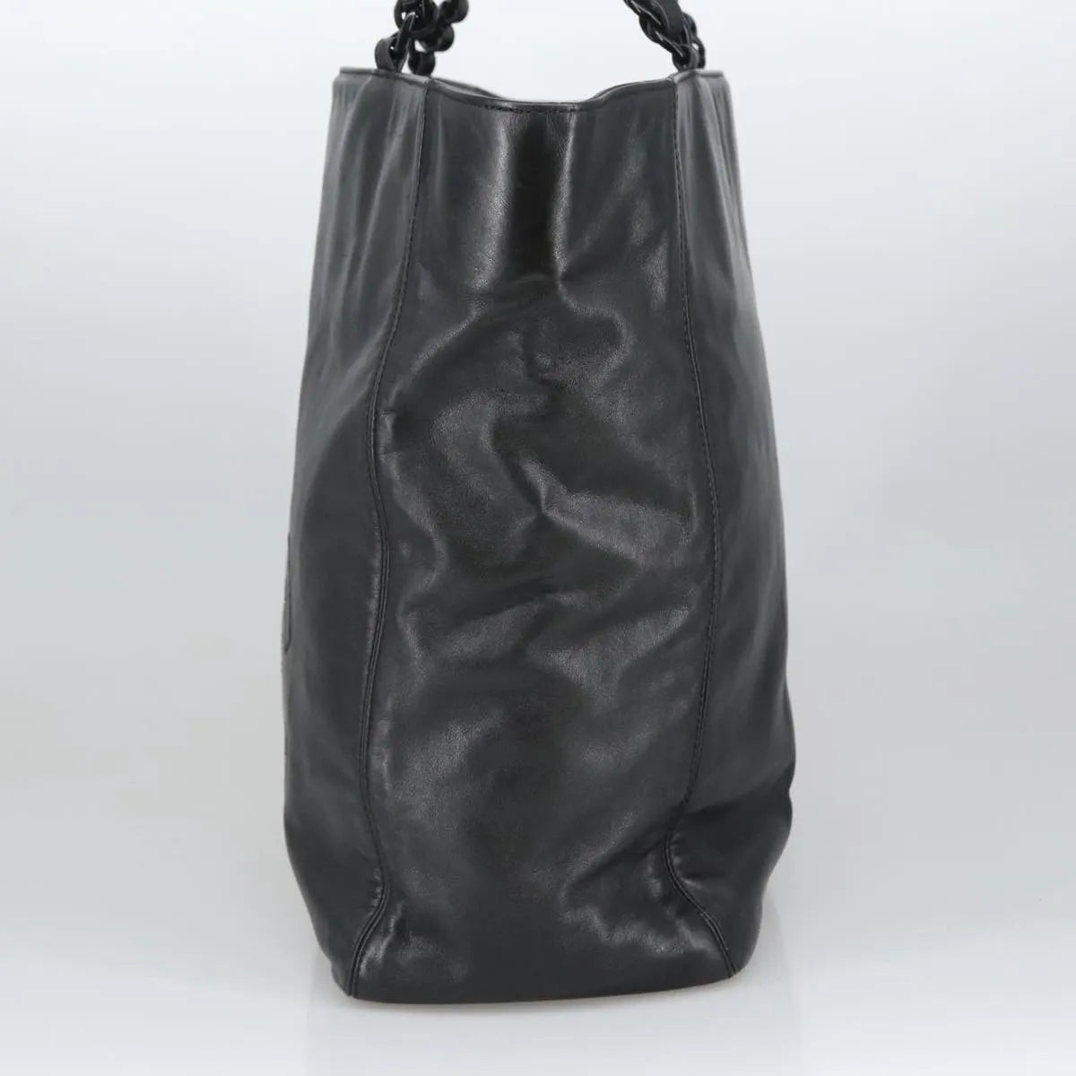 Chanel Vintage CC Resin Chain Tote Leather, Black, Leather, Tote Bag