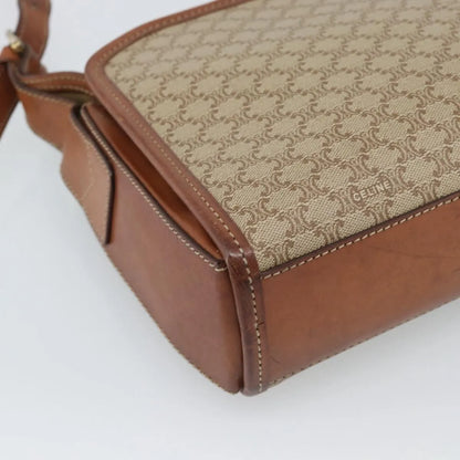 Celine Vintage Macadam Canvas and Leather, Beige, Canvas, Shoulder Bag