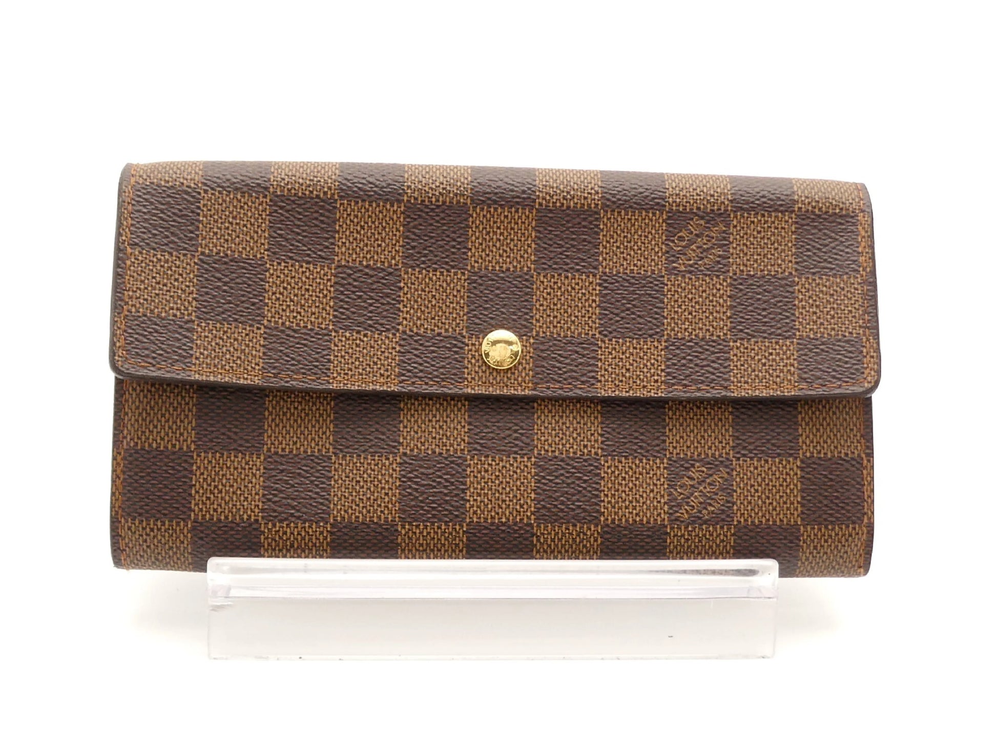 Louis Vuitton Portefeuille Sarah Damier, Brown, Canvas, Wallet