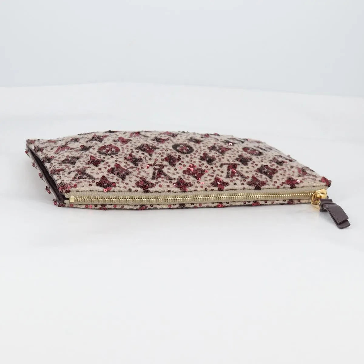 Louis Vuitton Pochette Felt and Sequin, Burgundy, Canvas, Clutch