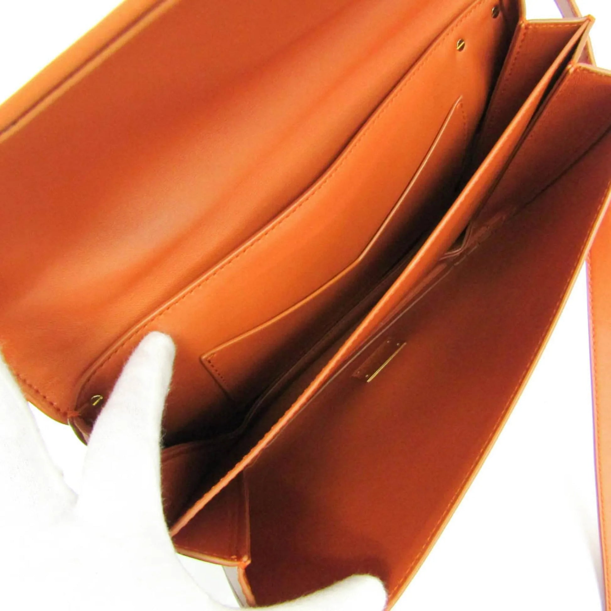 Bottega Veneta Mount Leather, Orange, Leather, Shoulder Bag