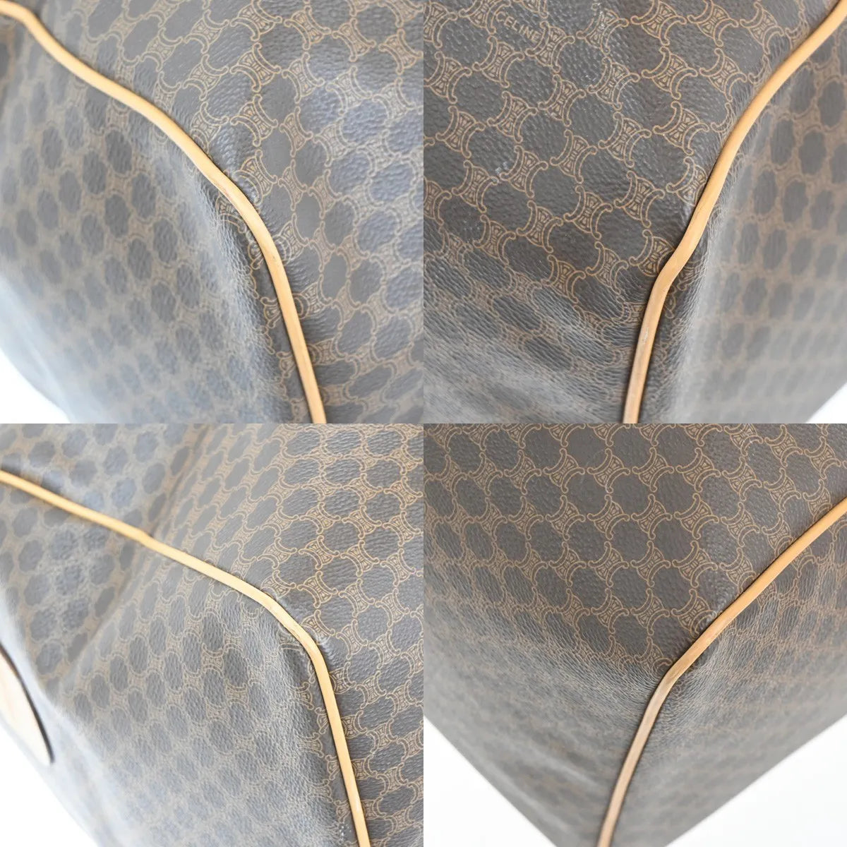 Celine Vintage Duffle Macadam Coated Canvas, Brown, PVC, Travel Bag