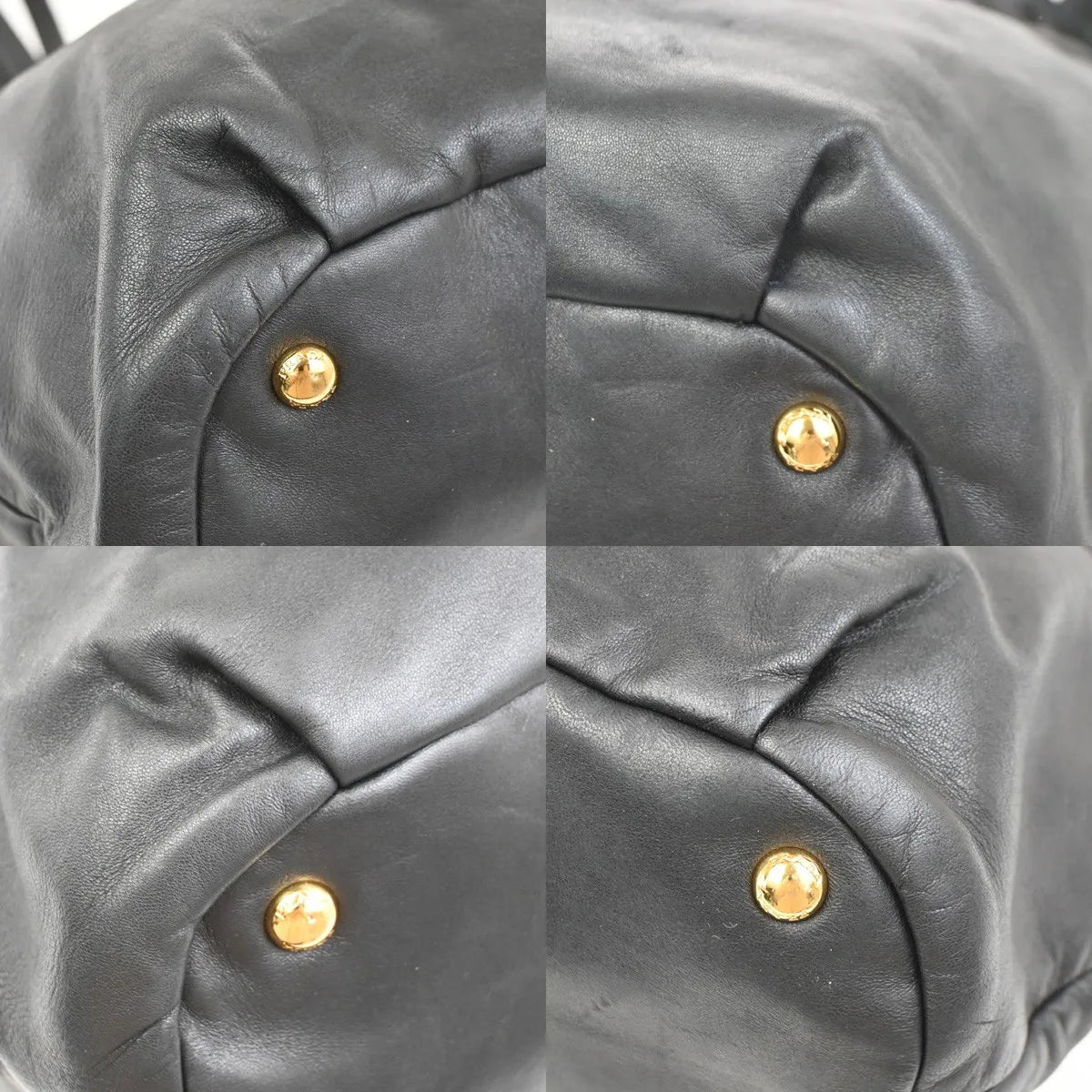 Prada Bow Tie Pleated Tote Leather, Black, Leather, Shoulder Bag
