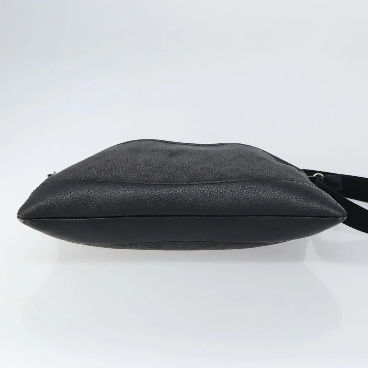 Gucci Zip Messenger GG Canvas with Perforated Leather, Black, Canvas, Shoulder Bag