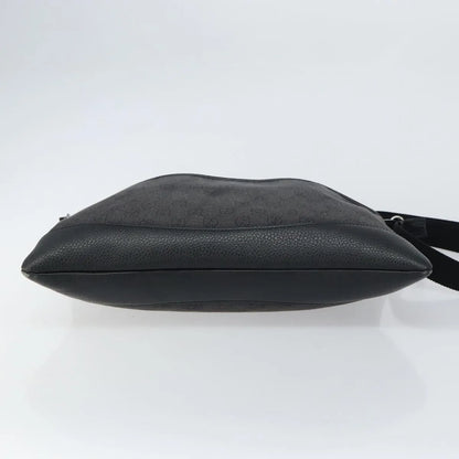 Gucci Zip Messenger GG Canvas with Perforated Leather, Black, Canvas, Shoulder Bag