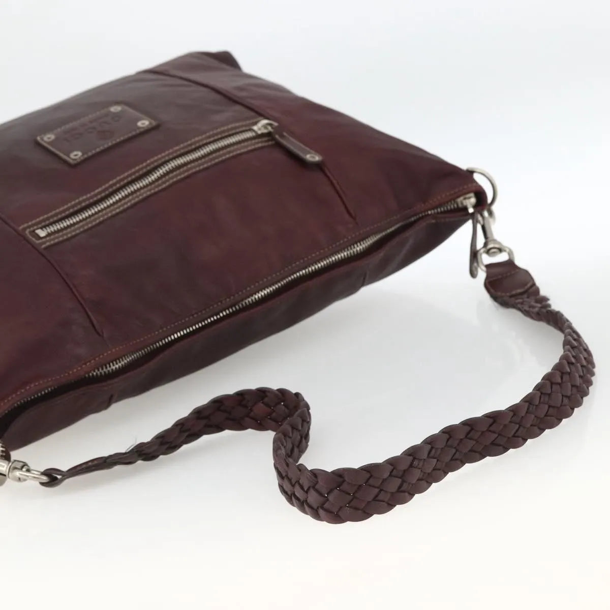 Gucci Logo Crest Messenger Leather, Burgundy, Leather, Shoulder Bag