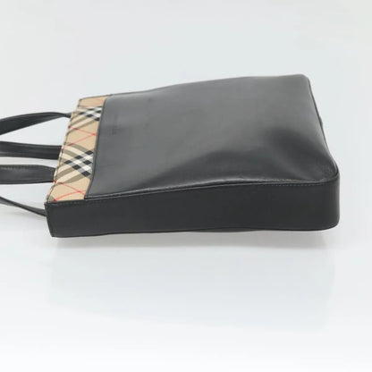 Burberry Nova check Canvas and Leather, Black, Leather, Handbag