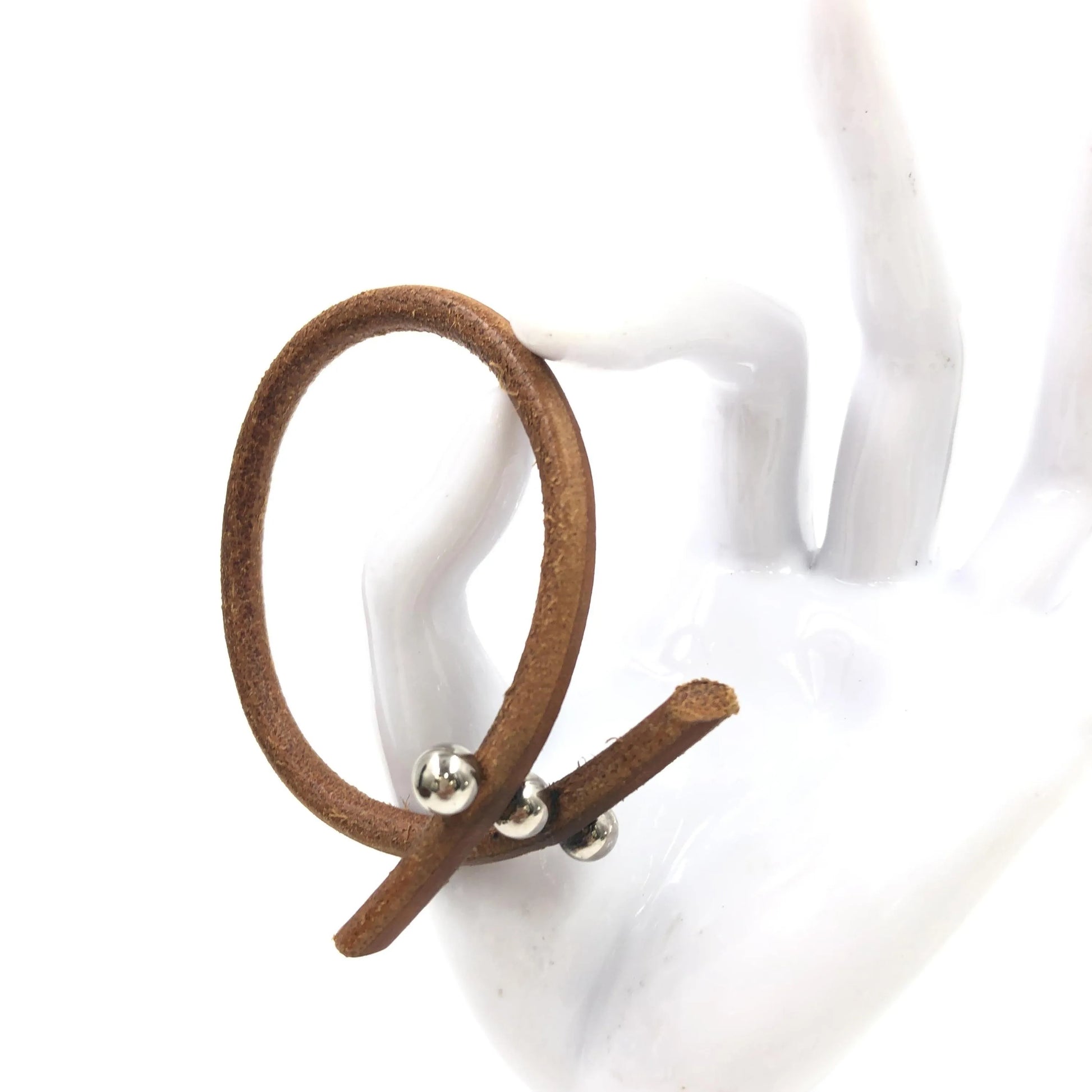 Hermes Lock Bracelet Leather and Metal, Brown, Leather, Bracelet