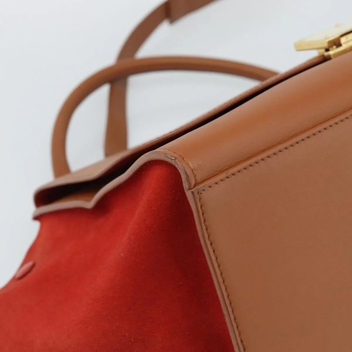 Celine Trapeze Leather with Suede, Brown, Leather, Handbag