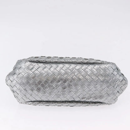Bottega Veneta Intrecciato Shoulder Leather, Silver, Leather, Shoulder Bag