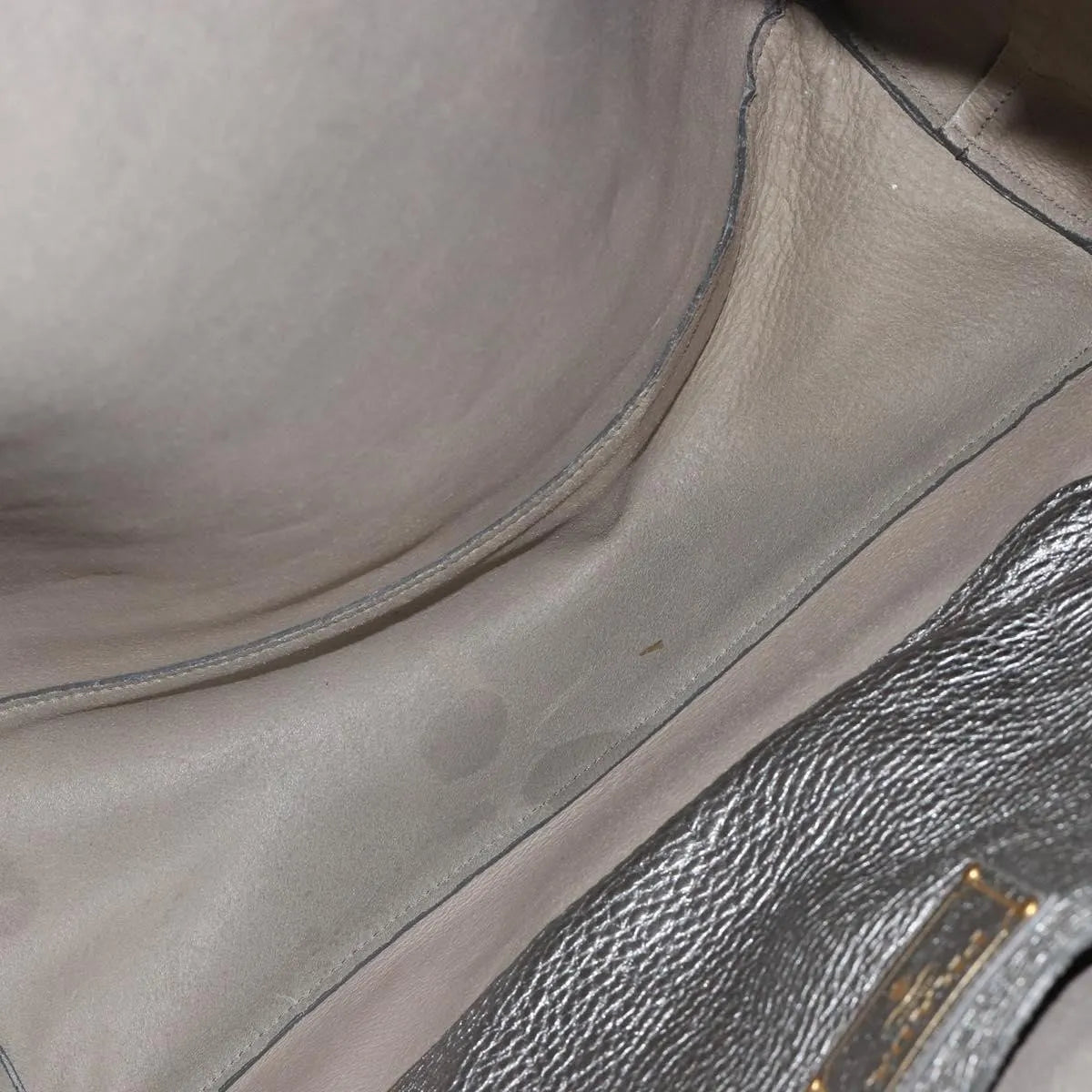 Prada Vintage Tote Leather, Silver, Leather, Tote Bag