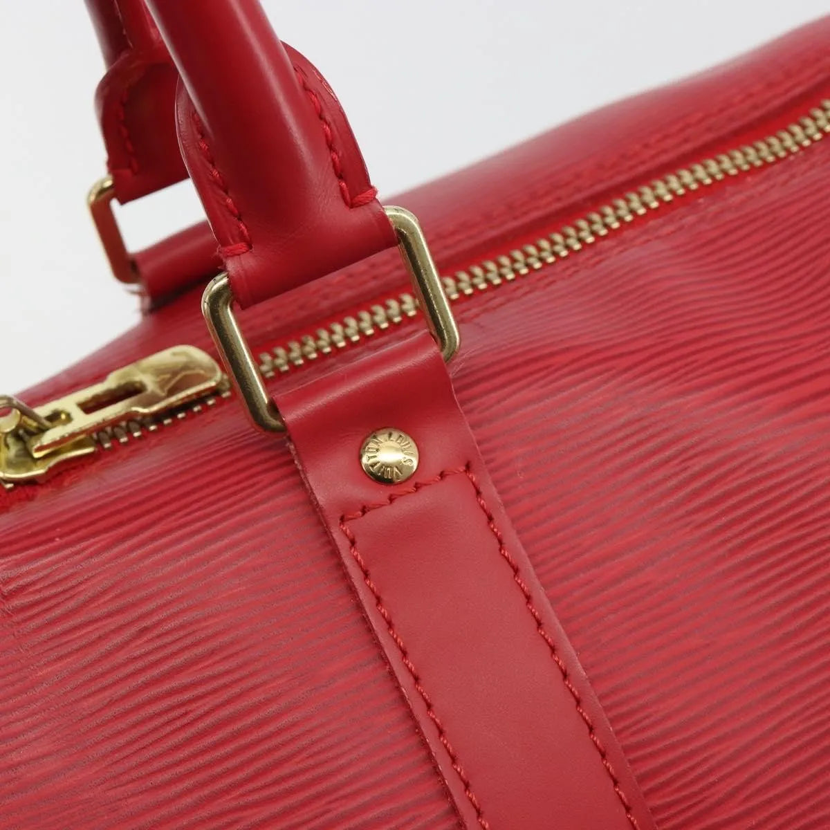 Louis Vuitton Keepall Epi, Red, Leather, Travel Bag