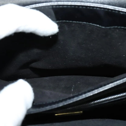 Gucci Vintage Flat Messenger Nylon and Leather, Black, Leather, Shoulder Bag