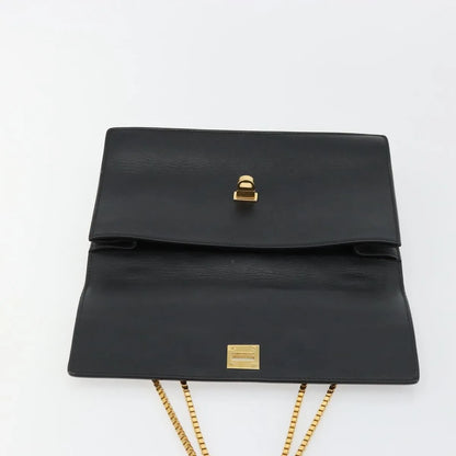 Versace Medusa Flap Chain Leather, Black, Leather, Shoulder Bag