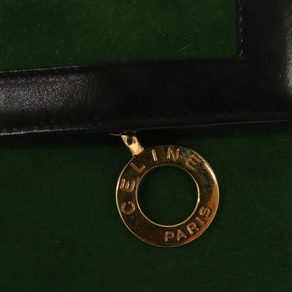 Celine Circle Logo Suede, Green, Suede, Clutch