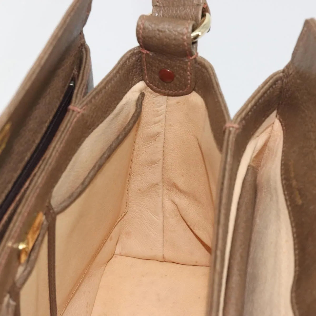 Gucci Vintage Convertible Box Leather, Brown, Leather, Handbag