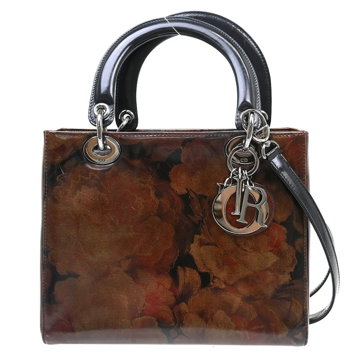 Christian Dior Vintage Lady Dior Patent Patent leather, Brown, Patent Leather, Handbag