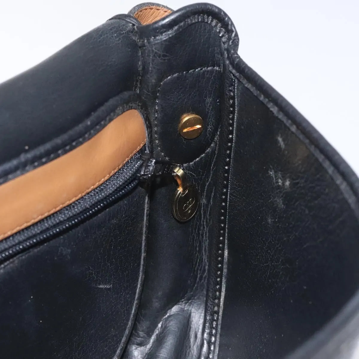 Christian Dior Vintage CD Flap Leather, Black, Leather, Shoulder Bag