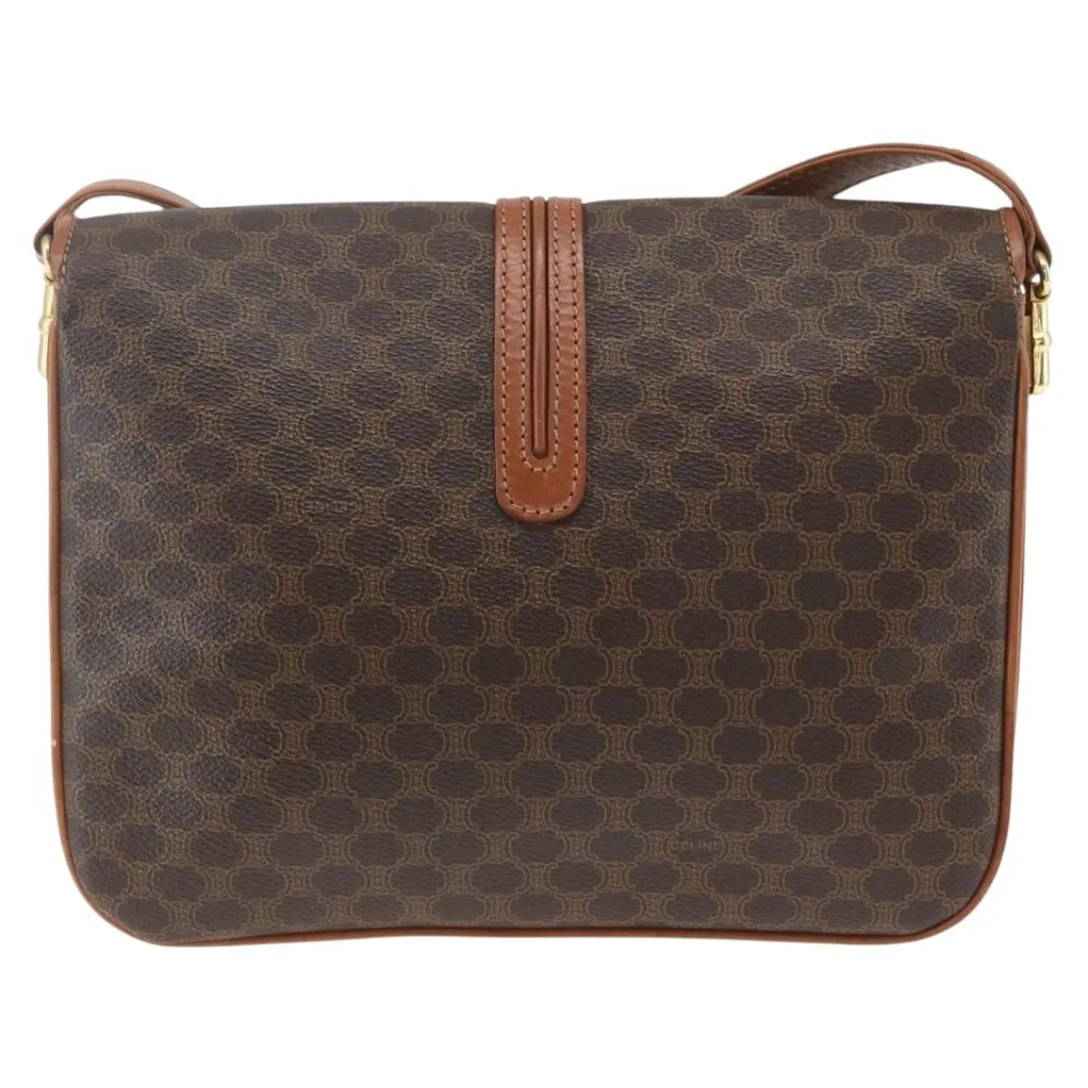 Celine Vintage Macadam Canvas and Leather, Brown, Canvas, Shoulder Bag