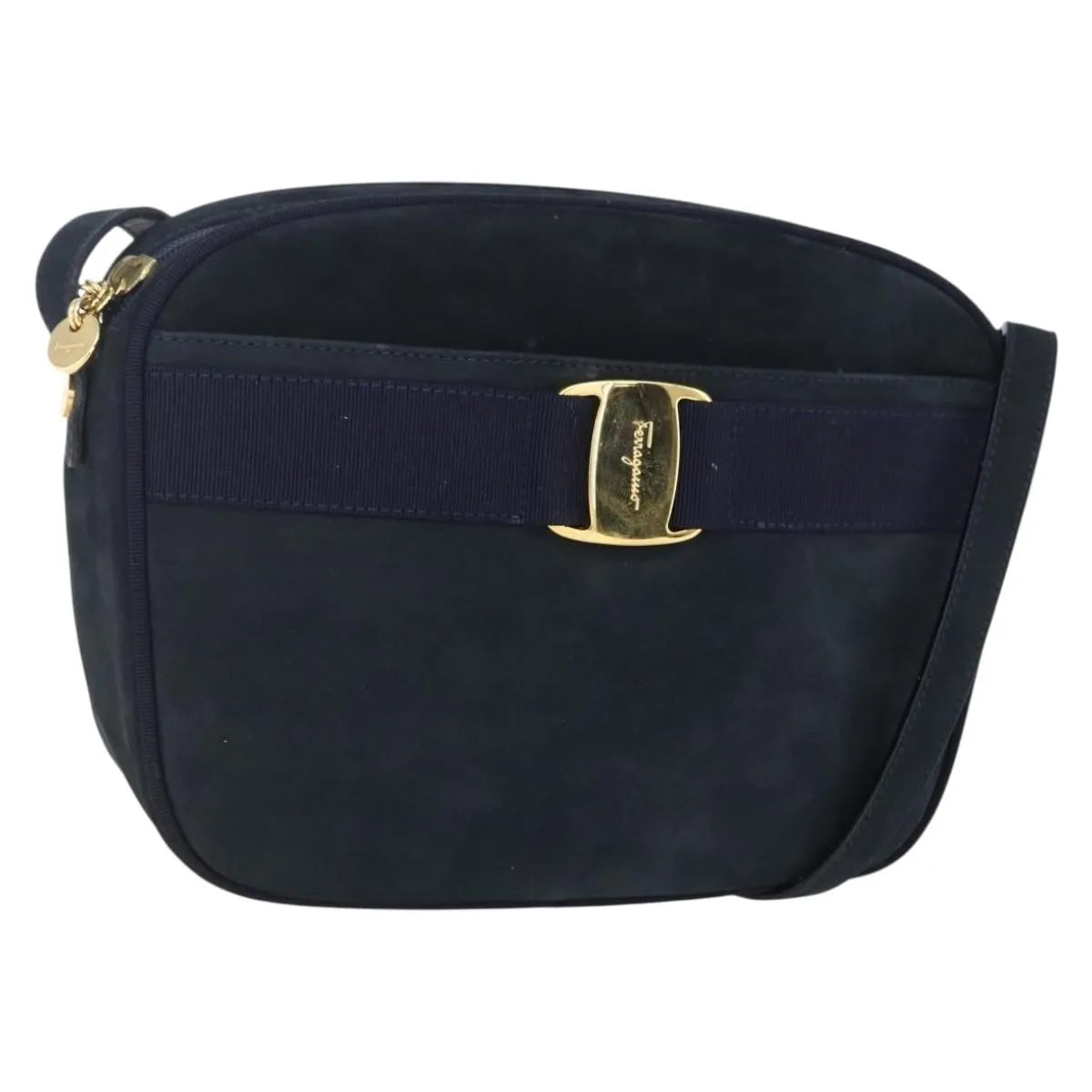 Salvatore Ferragamo Vala Leather, Navy, Leather, Shoulder Bag
