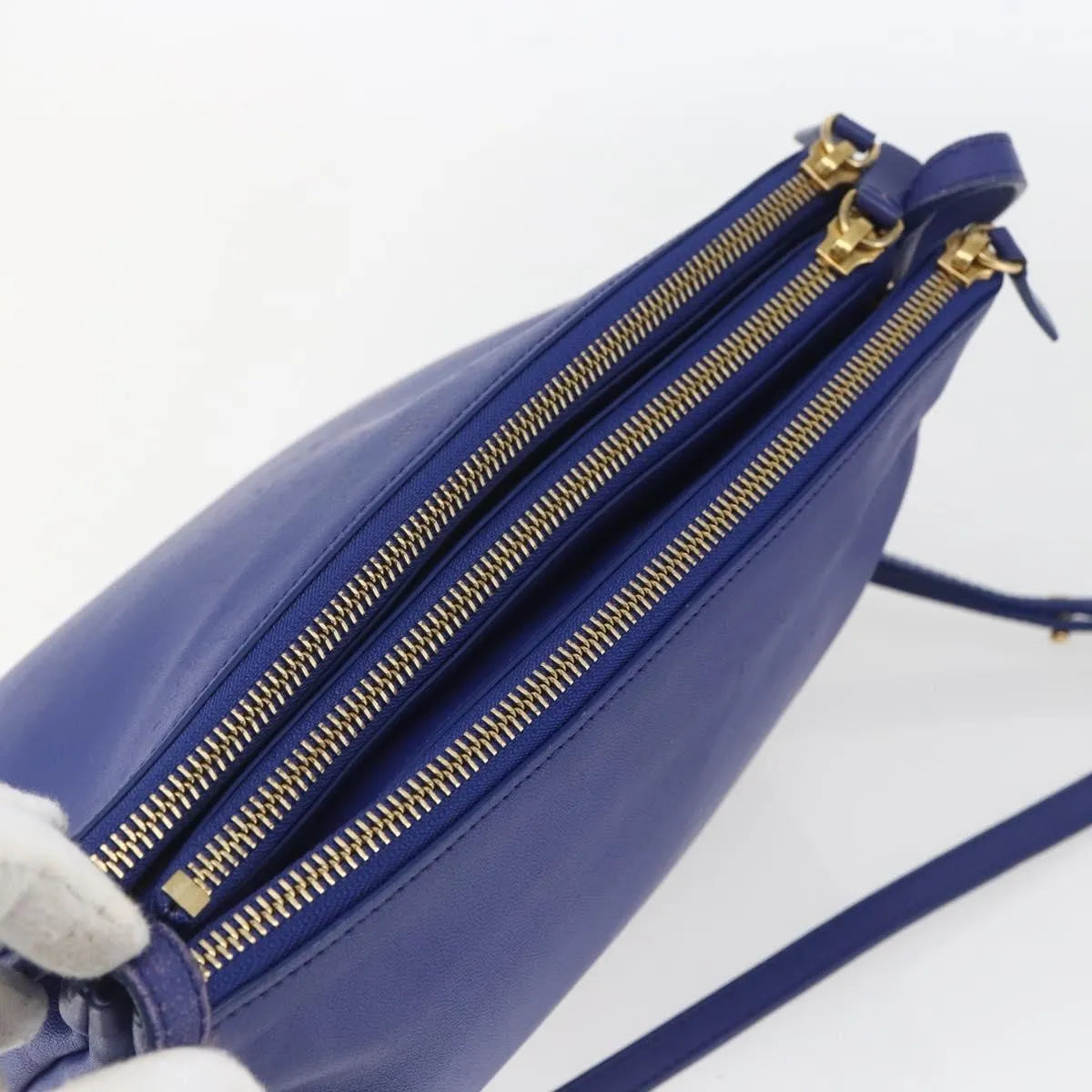 Celine Trio Leather, Blue, Leather, Shoulder Bag