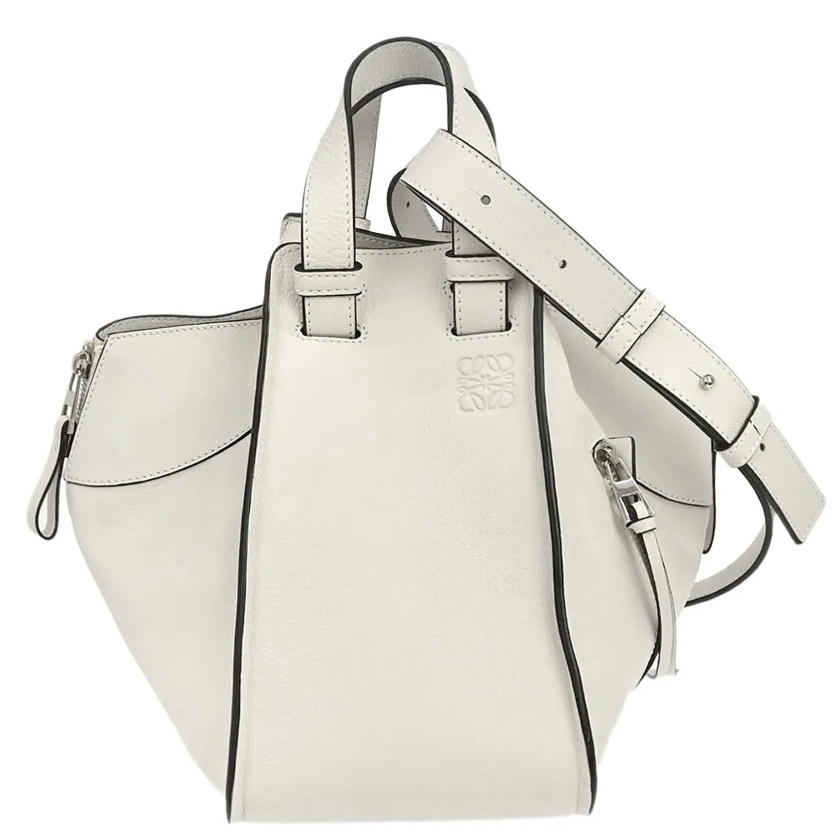 Loewe Hammock Leather, White, Leather, Handbag