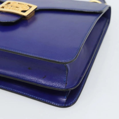 Celine Vintage Carriage Top Handle Leather, Blue, Leather, Handbag