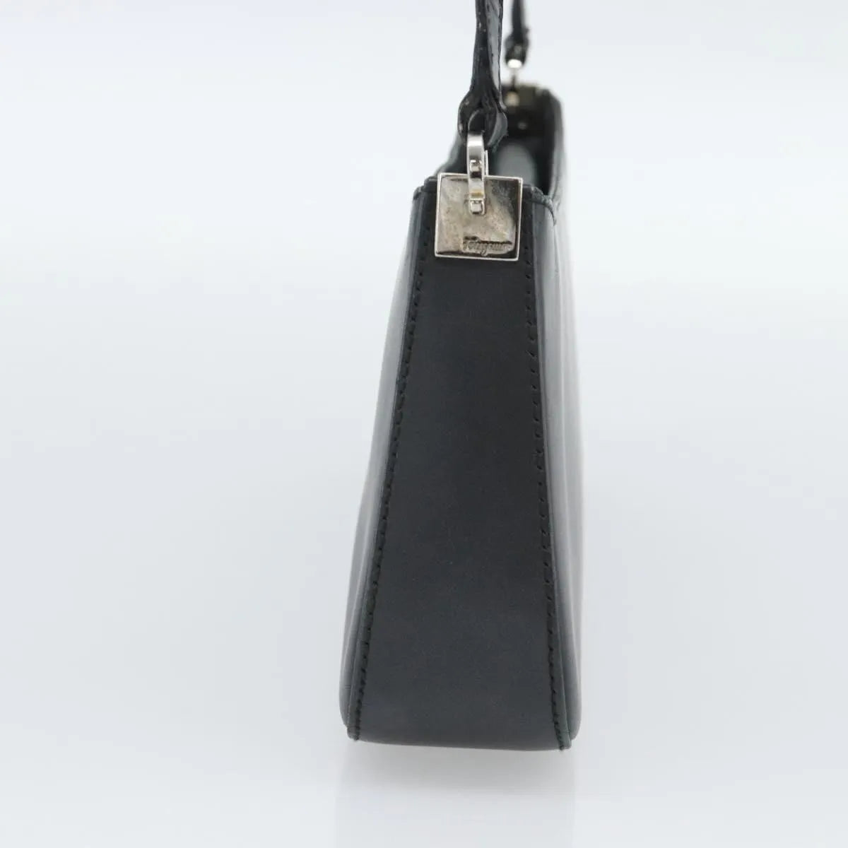 Salvatore Ferragamo Gancini Leather, Black, Leather, Shoulder Bag