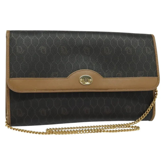 Christian Dior Vintage Honeycomb chain Canvas, Black, Canvas, Shoulder Bag