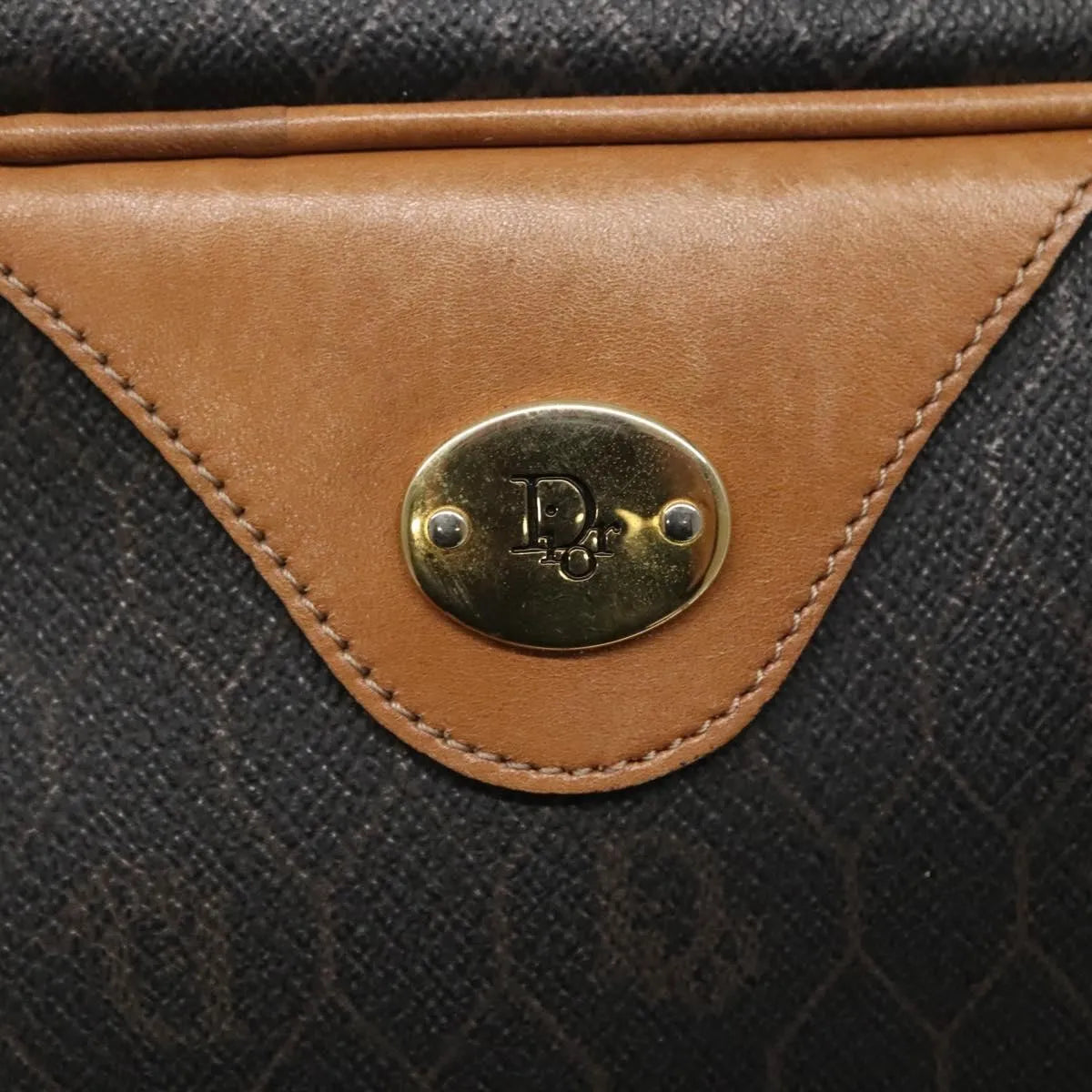 Christian Dior Vintage Honeycomb Canvas and Leather, Black, Canvas, Shoulder Bag