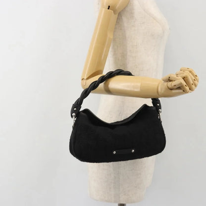 Salvatore Ferragamo Gancini Hobo Leather, Black, Cotton, Handbag