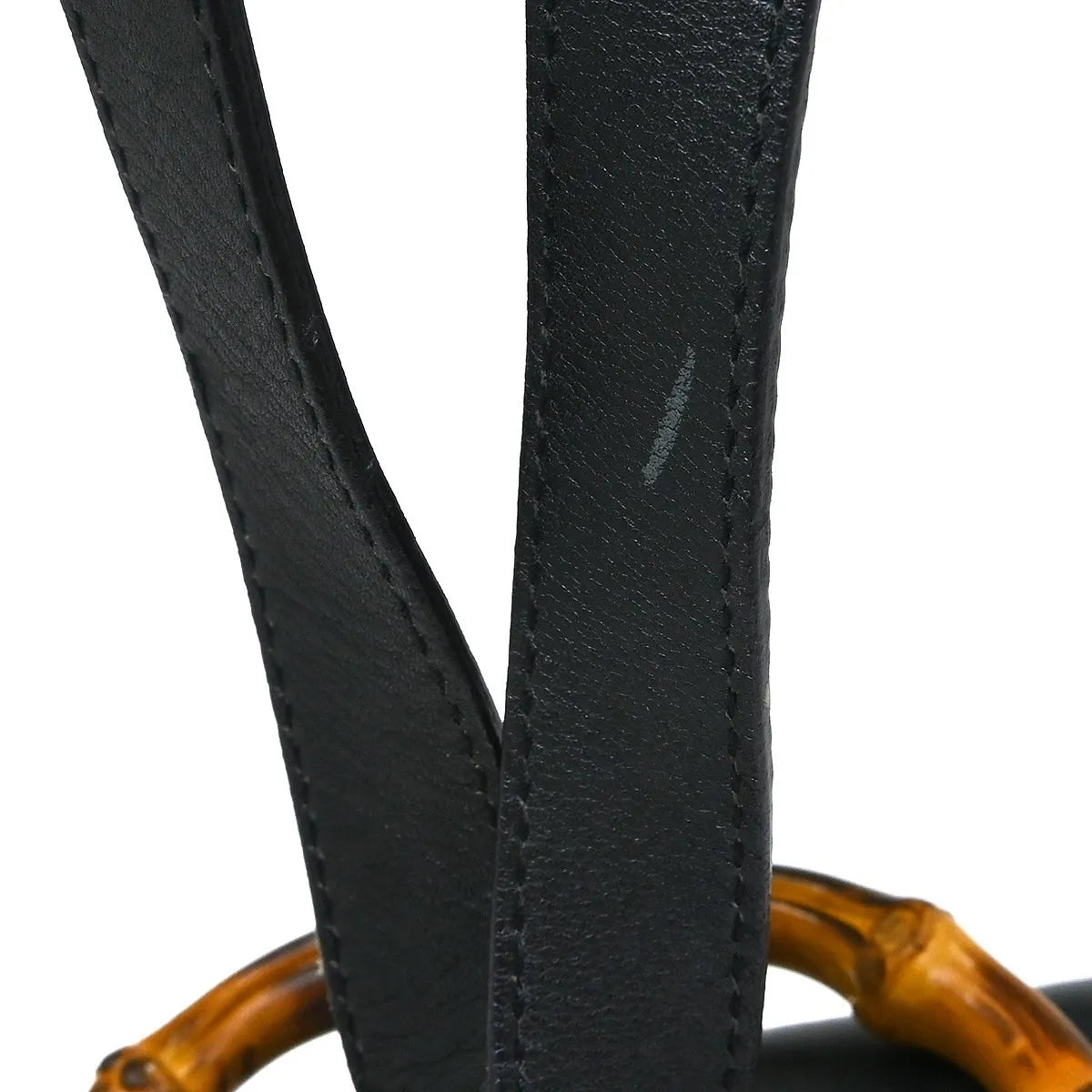 Gucci Vintage Bamboo Leather, Black, Leather, Backpack