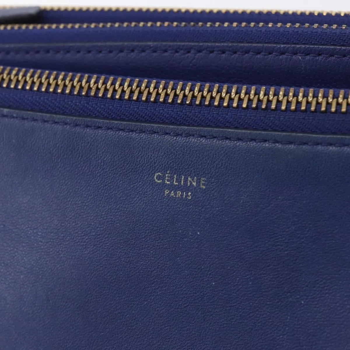 Celine Trio Leather, Blue, Leather, Shoulder Bag