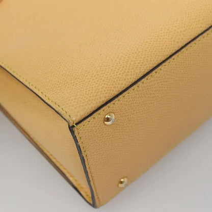 Celine Vintage Turnlock Leather, Yellow, Leather, Handbag