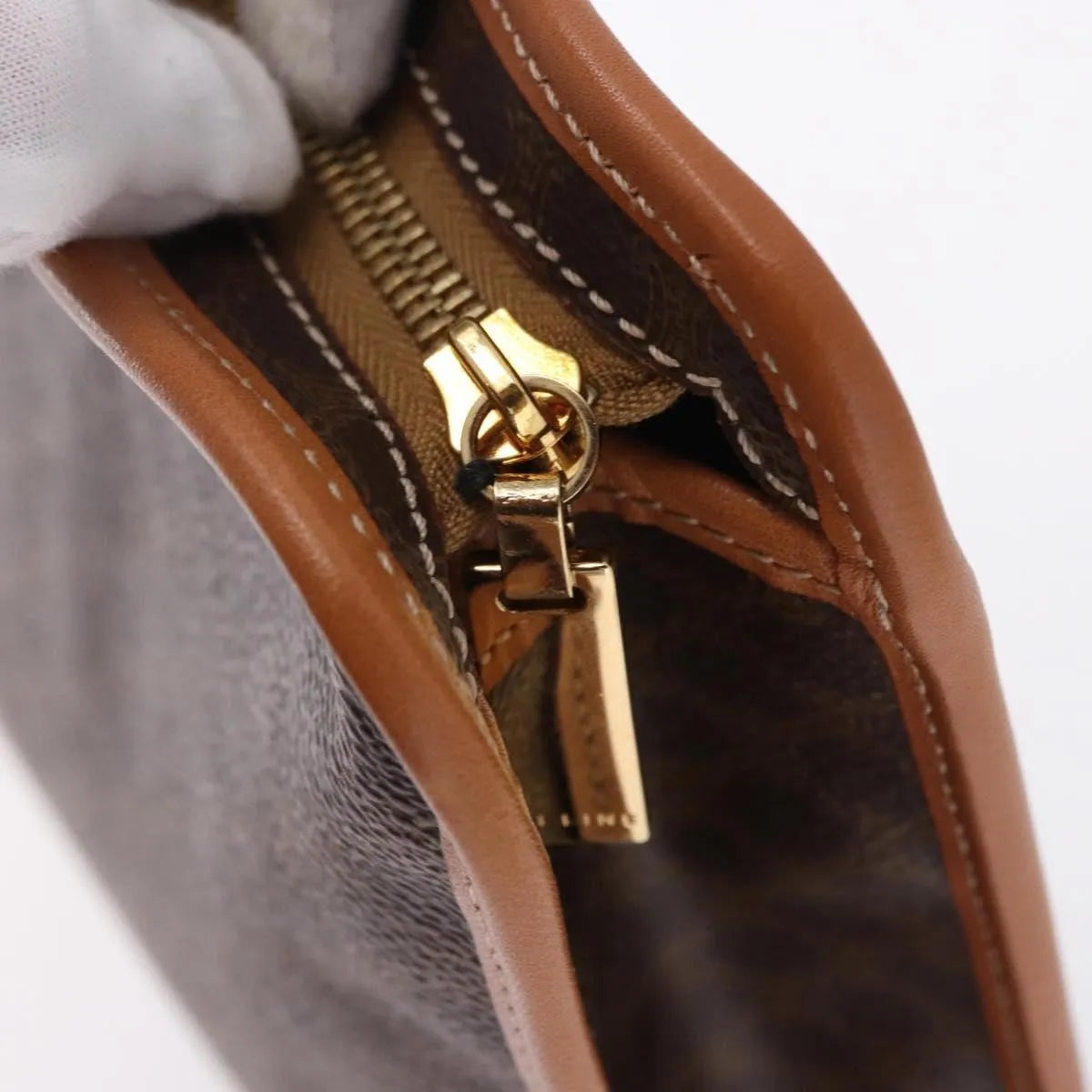 Celine Macadam Pochette Canvas and Leather, Brown, PVC, Clutch