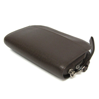 Louis Vuitton Pochette Baikal Clutch Taiga Leather, Gray, Leather, Clutch