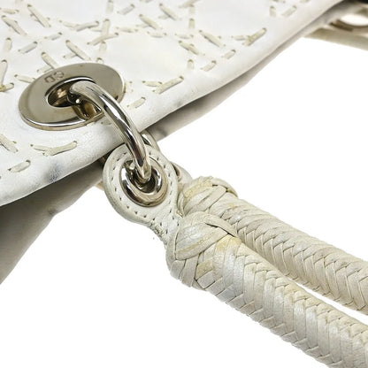 Christian Dior Vintage Lady Dior Cannage Quilt Lambskin, White, Leather, Handbag