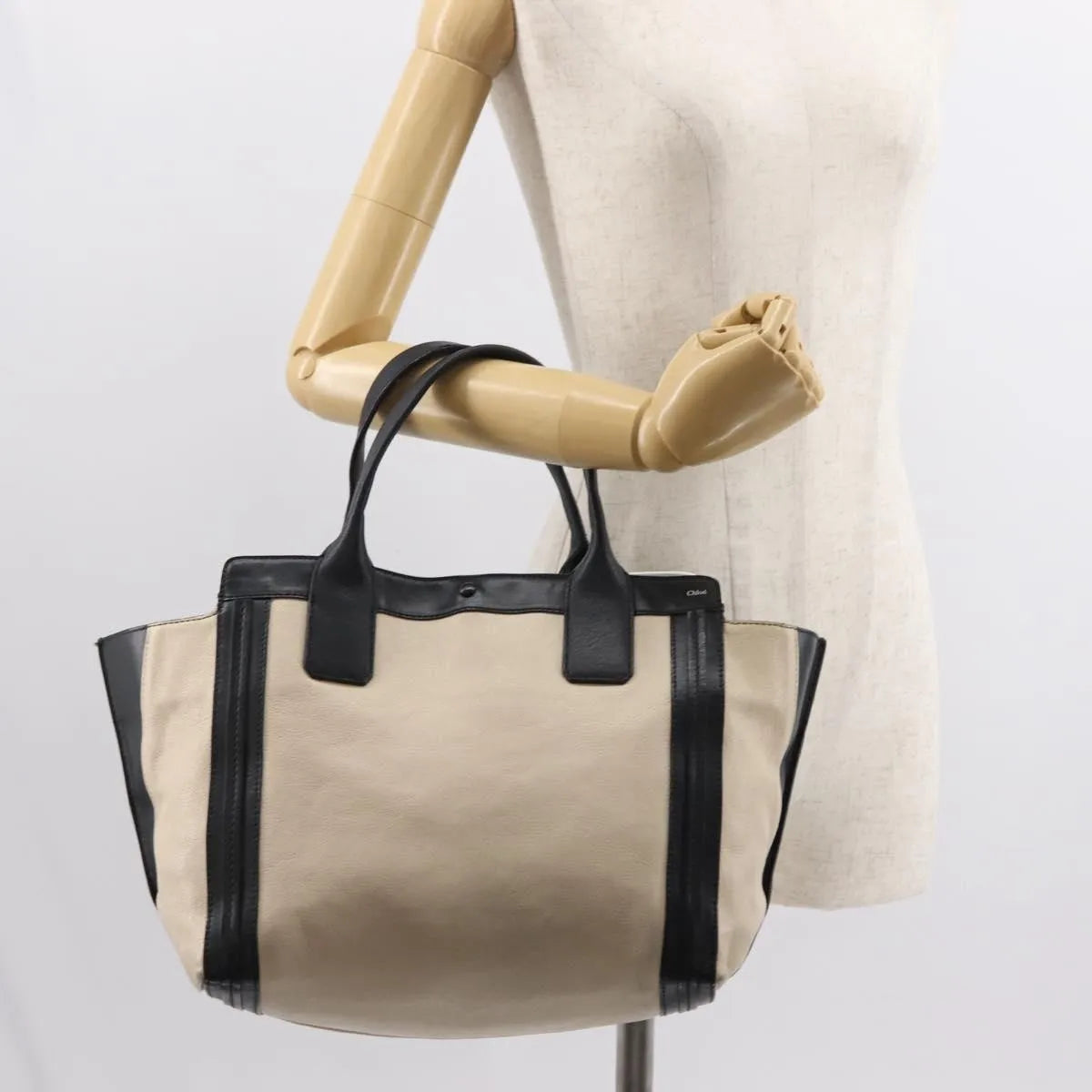 Chloe Alison East West Tote Leather, Beige, Leather, Tote Bag
