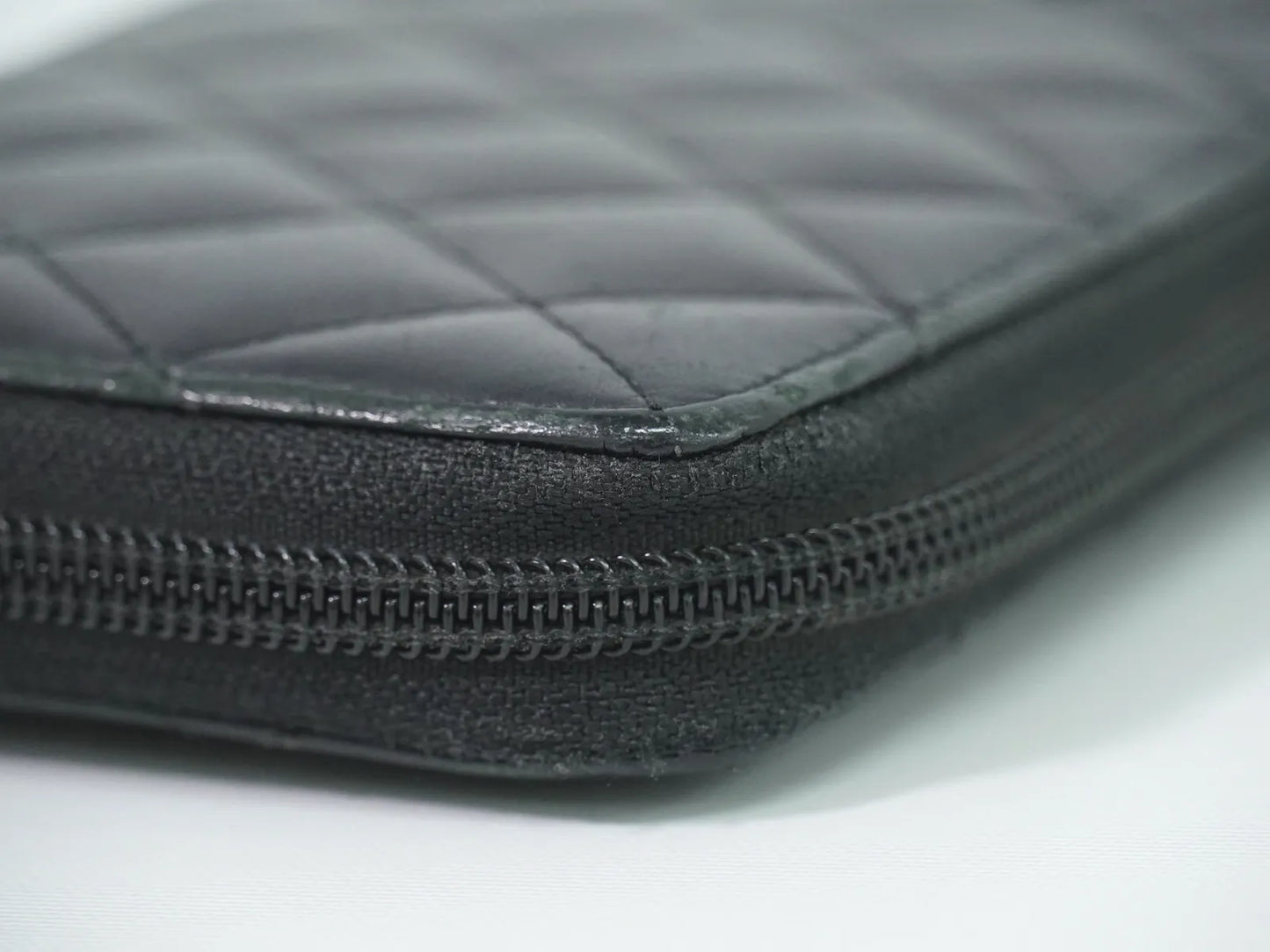 Chanel Cambon Zip Around Quilted Lambskin, Black, Leather, Wallet