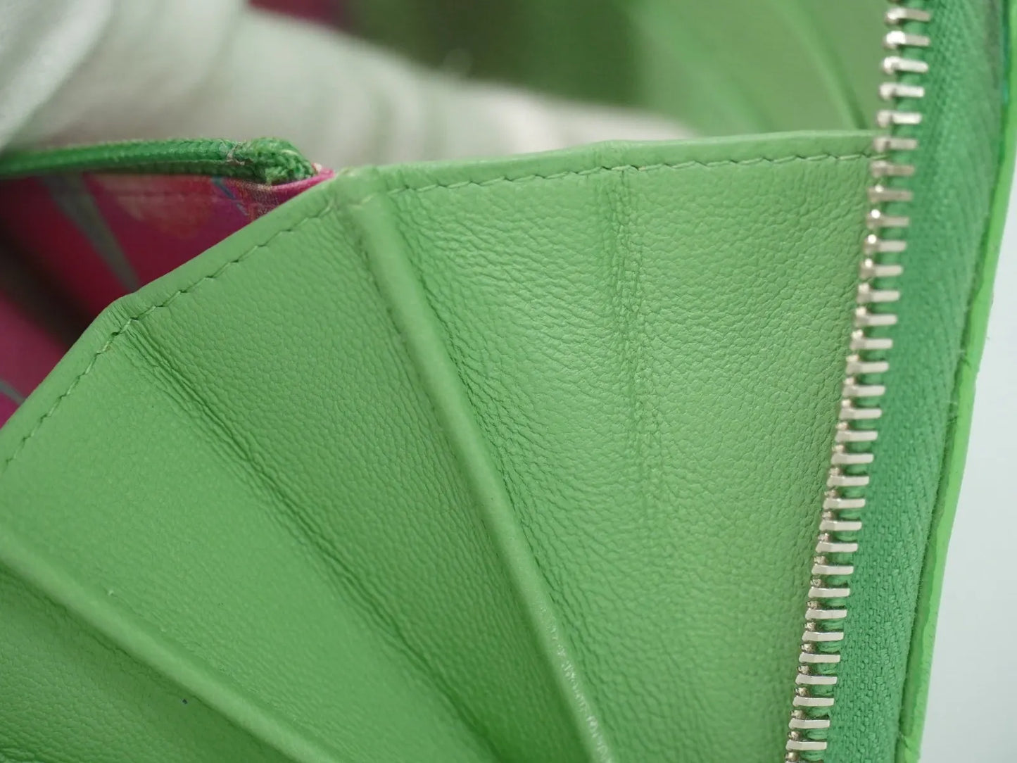 Chanel Wild Stitch Topics Wallet Lambskin, Green, Leather, Wallet