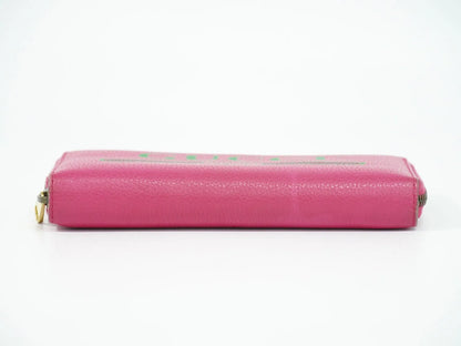 Gucci Vintage Logo Zip Around Leather, Pink, Leather, Wallet
