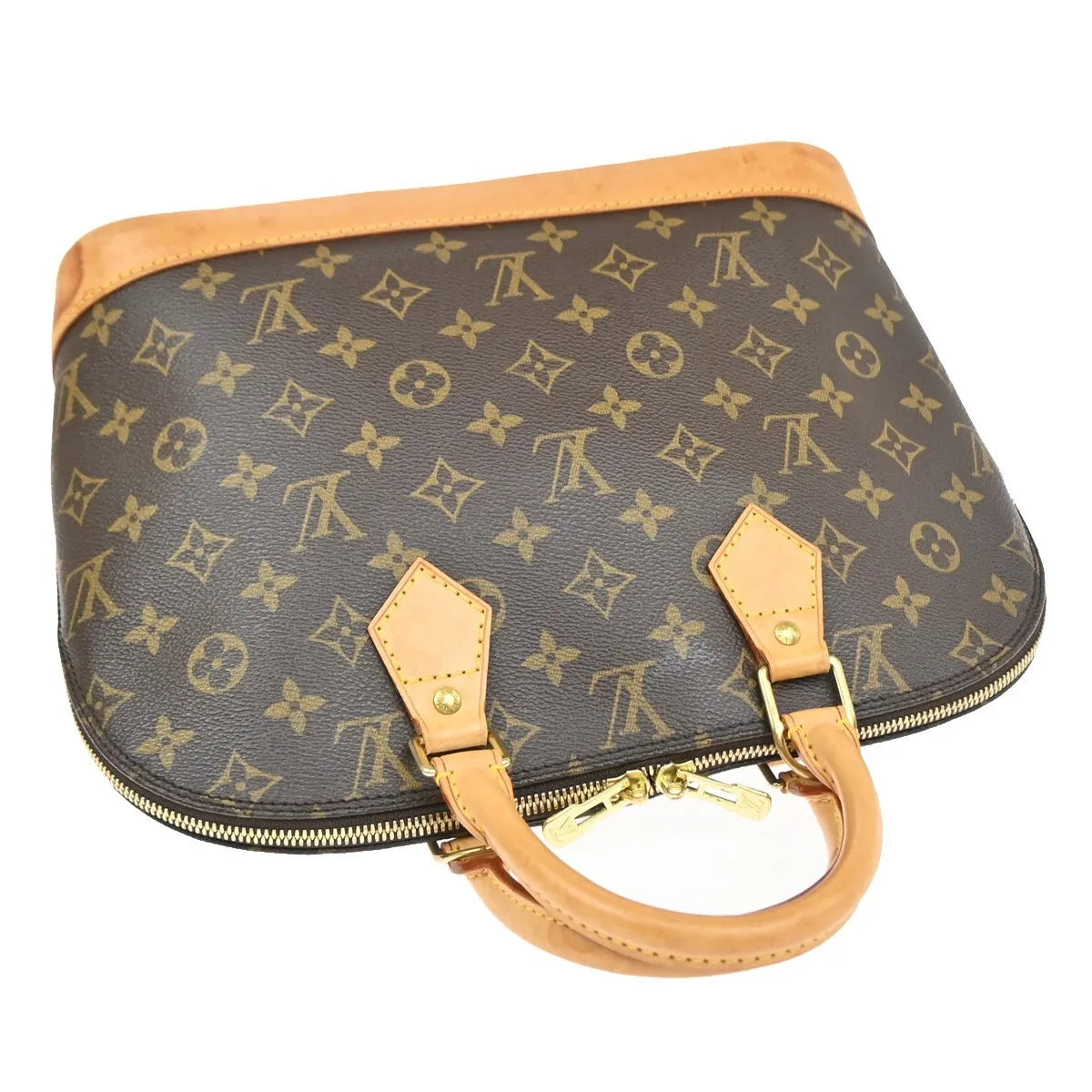 Louis Vuitton Alma Monogram Canvas, Brown, Leather, Handbag